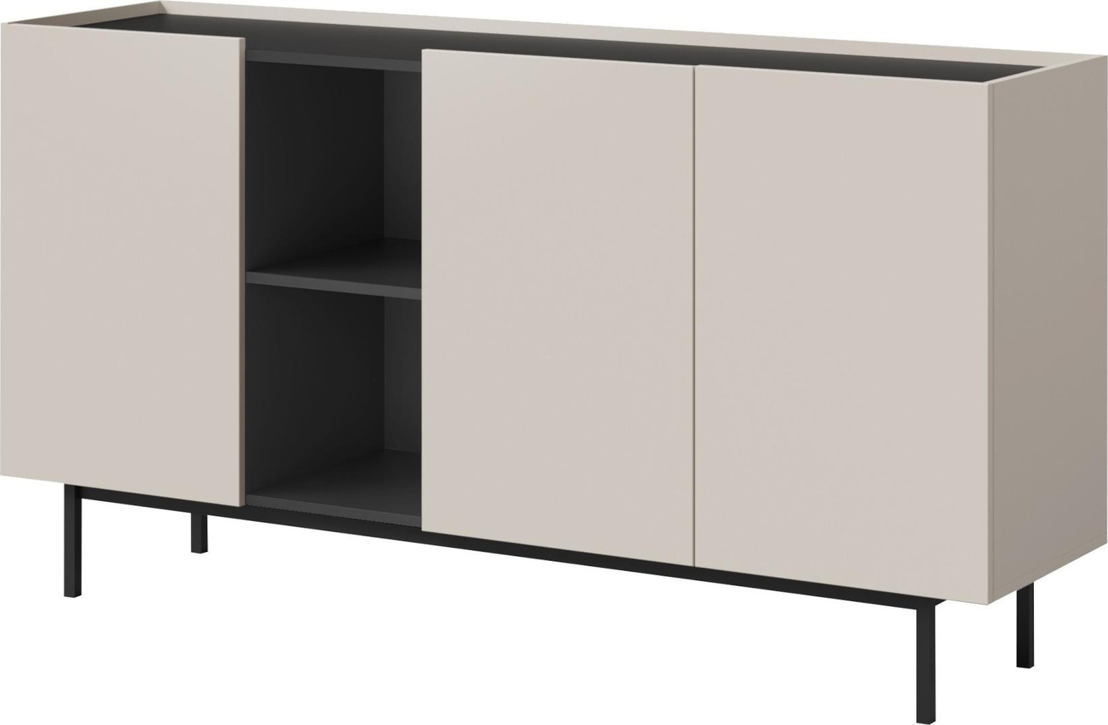 Komoda Noel 3D ladekast in kasjmir/zwart, Breedte: 164 cm, Diepte: 42 cm, Hoogte: 87 cm