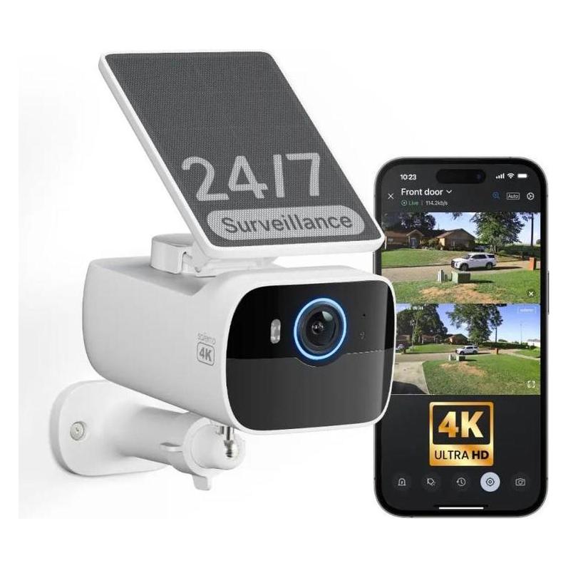 Safemo SC1 SolarCam, 4K UHD Video, 8× Zoom,132° View, Night Vision, Wi-FI 2.4 Ghz, 1.5W solar, Whi (3840 x 2160 Pixels) (SAFEMO)