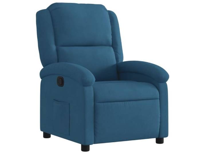 Fauteuil inclinable - ESTINK - 117167 - Velours bleu - Dimensions 71x86 5x99 5 cm - Charge max 110 kg