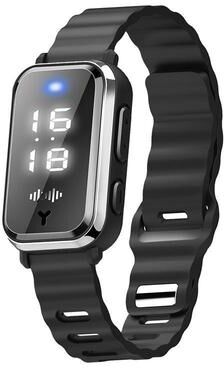 Inspired Deals Rechargeable Mosquito Repellent Bracelet With Anti Static Digital Watch black