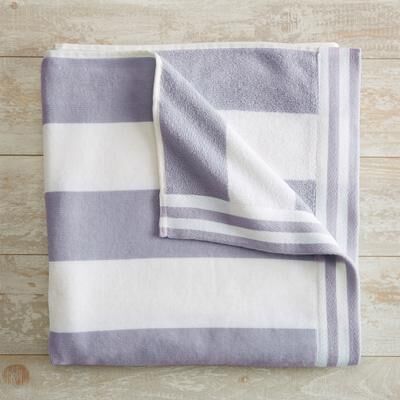 Linery & Co. 100% Cotton Velour Cabana Stripe Beach Towel