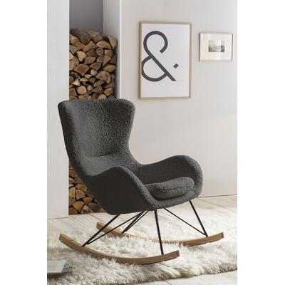 Schaukelsessel SALESFEVER "Entspannender Schaukelstuhl", grau, B:75cm H:106cm T:102cm, 100% Polyester, Metall, Sessel, Schaukelsessel, In charmantem Teddyfell-Design