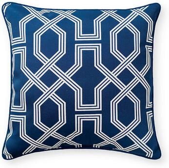 "Lattice Piped Outdoor Pillow - 20"" Square, 20"" Square/Lattice Neptune - Grandin Road"