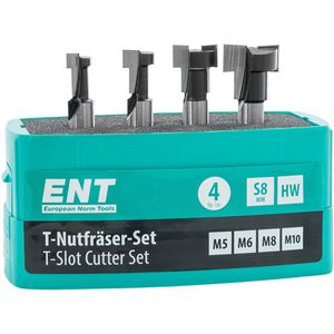 ENT Fräser T-Nutfräser, 09045, 8 mm, 4-teiliges Set, mit Kunststoffkassette, für Holz
