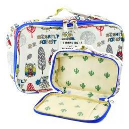 Lean Toys Federmäppchen, Schul-Organizer, Kosmetiktasche, Eulen, Weiss, 22,5 cm (66648901)