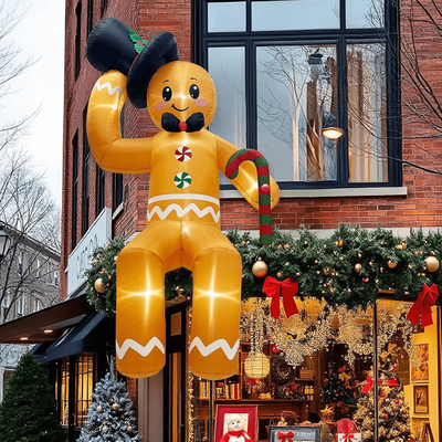 Youfap Market Christmas Inflatable Outdoor Decoration Sitting Gingerbread Man Inflatable Christmas Blow Up Yard Decorations us plug