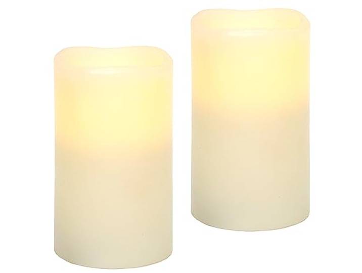LED Kerzen Echtwachs Kerze 13x7cm LED-Kerze flackernd Warmweiß Stimmungslicht Lichter Dekoration Stumpenkerze große Adventskerzen Adventskranz Kranz romantisch Valentinstag 2er Set, creme