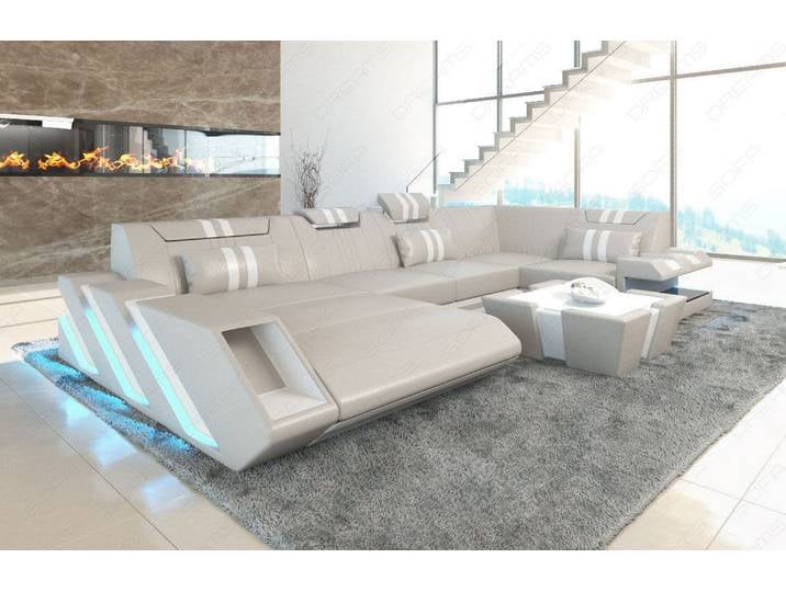 Wohnlandschaft Couch Apollonia U-Form in Leder