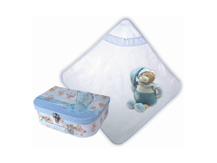 Ricami Geschenkkoffer mit Lätzchen und Bär Blau