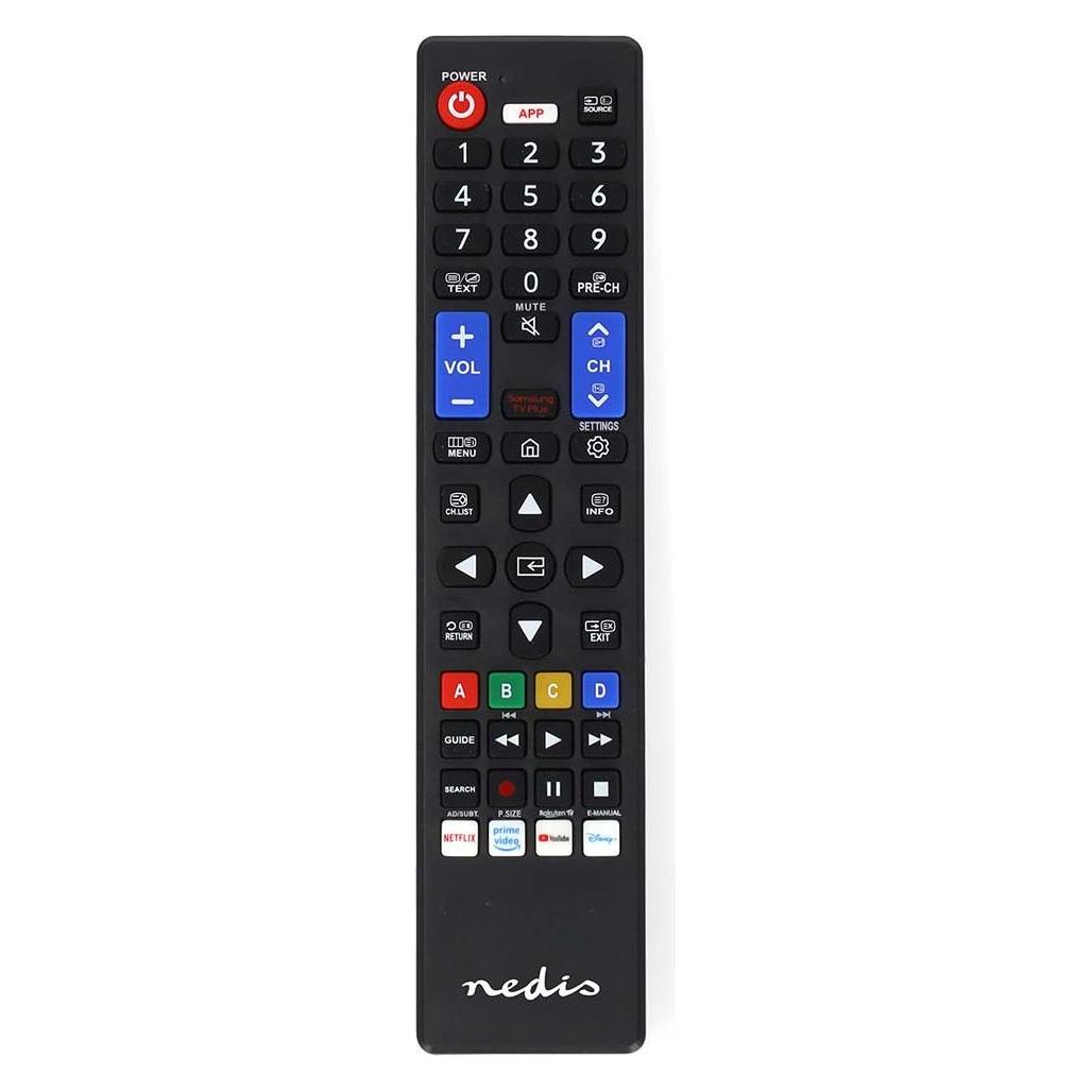 Nedis Ersatz Fernbedienung | Passend für: Samsung | Vorprogrammiert | 1 Gerät | Amazon Prime / Disne (Gerätespezifische Fernbedienung, Infrarot) (TVRC45SABK)