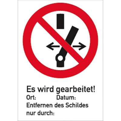 Schild Schalten verboten Es wird gearbeitet! ISO 7010,Kombischild,Kunststoff,210x297 mm