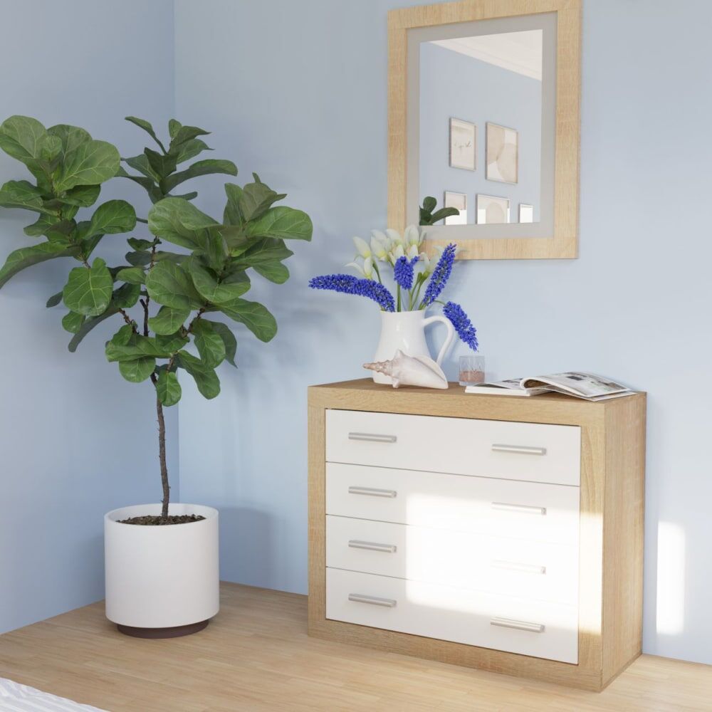 duehome Cómoda chifonier amplia de 4 cajones 98x81,5 cm cambria blanco