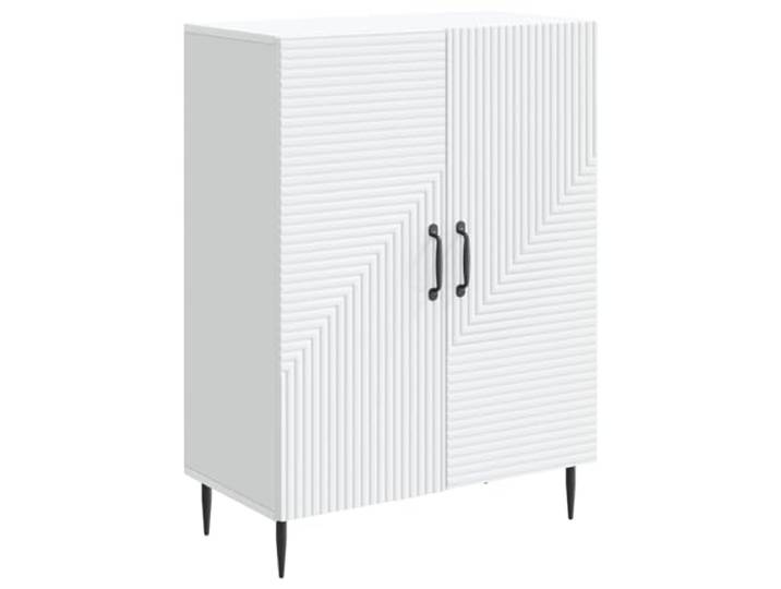 TEKGHUT Sideboard Weiß 66 x 34,5 x 89,5 cm Holzwerkstoff Vintage-Charme, schwarze Metallakzente, Bargriffe, 90°-Scharniere, Holzregale, abgerundete Metallbeine