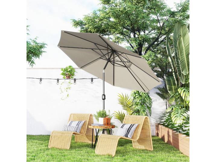 Outsunny Parasol Inclinable Ø3m Métal Gris