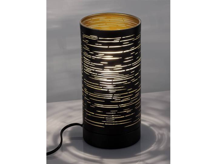Tischleuchte Zane Ø 10cm Schwarz/Gold Kabel ABS, Fassung ABS, Baldachin Aluminium, Gehäuse Leuchte Aluminium LED/Smart Home/Glühlampe E14