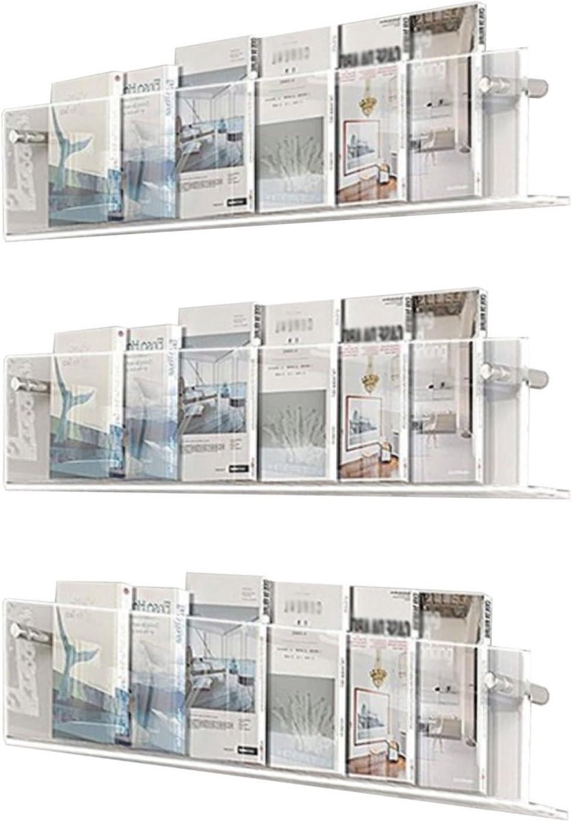 Transparant Wand Tijdschriftenrek van Krasbestendig Acryl voor het Organiseren van Boeken en Documenten