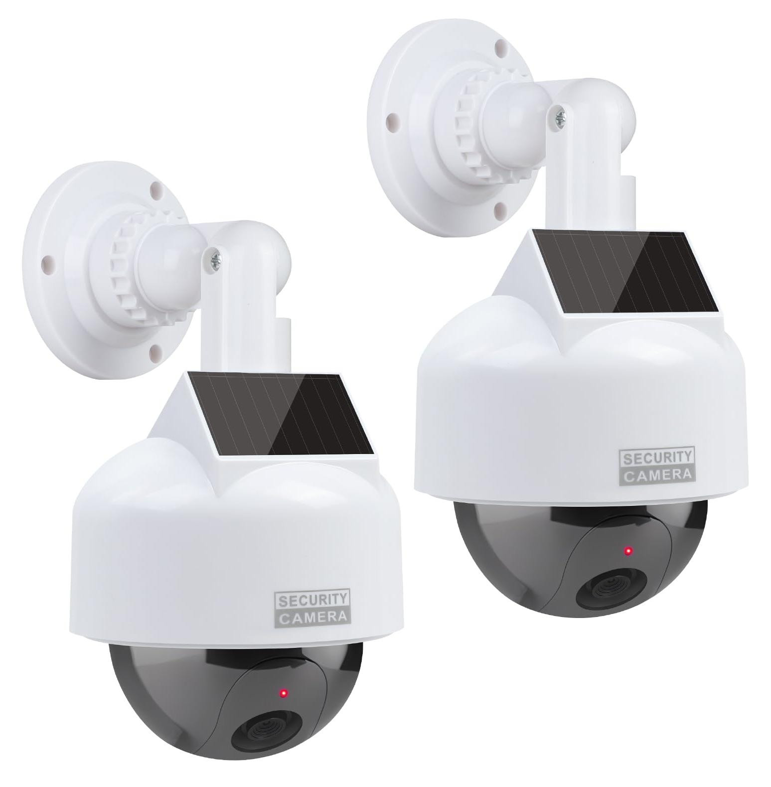 Selius Dummy Camera op Zonne-energie, 2 Stuks, Gesimuleerde Speed Dome voor Videobewaking
