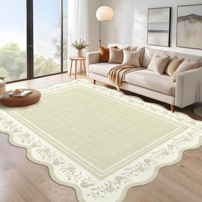 Garvee Scalloped Floral Bordered Area Rug