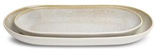 Sango Anderson Black Large Ceramic Serving Platters Set of 2, 14/12 Inch