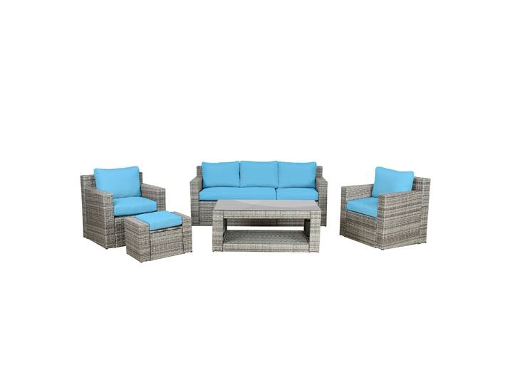 Kissenbezug Set für Rattanlounge MANILA 10-teilig türkis
