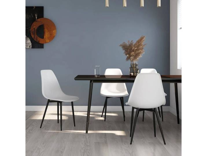 Chaise intérieure moderne Fauteuils de cuisine lot de 4 blanc PP(4372）