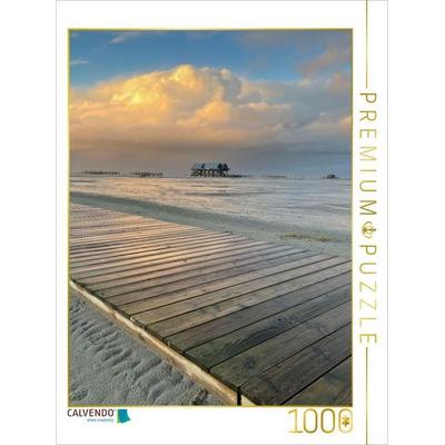 CALVENDO Puzzle Holzweg zum Ordinger Strand | 1000 Teile Lege-Größe 64x48cm Foto-Puzzle für glückliche Stunden