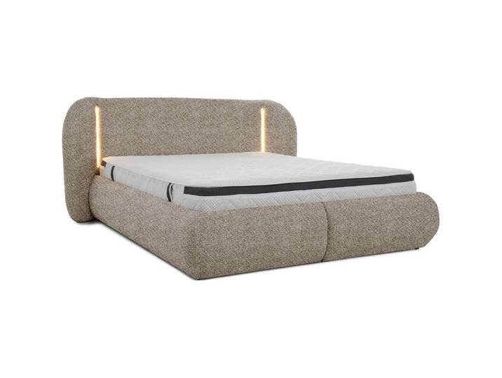 Beautysofa Polsterbett Corfu mit LED-Beleuchtung, mit Bettkasten, rundliche Formen, 140x200, Braun, 140x200 cm, Schlafzimmer, Betten, Polsterbetten
