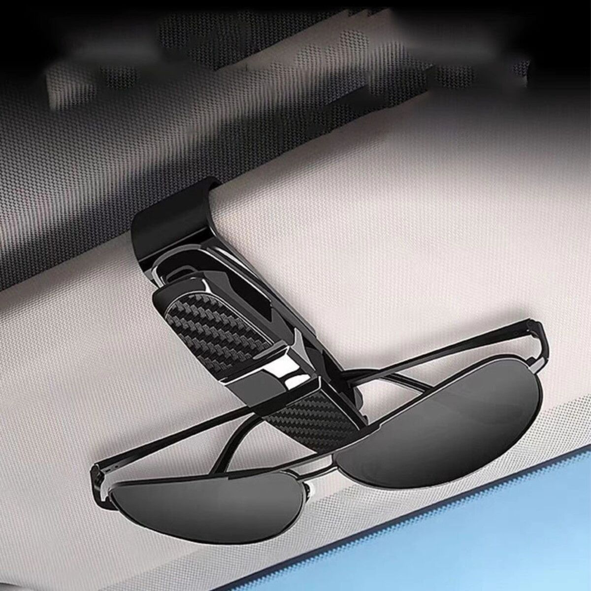 INF Pince à lunettes multifonction pour pare-soleil (Lot de 2) – Clip ABS argenté pour lunettes et tickets
