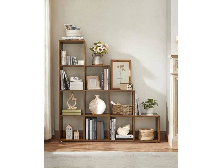 VASAGLE - Bibliothèque Étagère Escalier - Meuble de Rangement 10 Compartiments - Marron Rustique LBC10BX