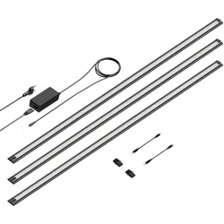 ledscom.de LED Unterbauleuchte SIRIS schwarz matt, flach, 114cm, je 1261lm, warmweiß, 3er Set