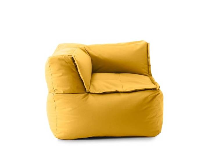 Lumaland Sitzsack-Lounge Modular Eckteil Waschbare Sitzmöbel für Innenräume & Garten Indoor & Outdoor Sitz-Garnitur Wasserfester Ecksessel Einfach erweiterbar 81x81x70cm [Senfgelb]