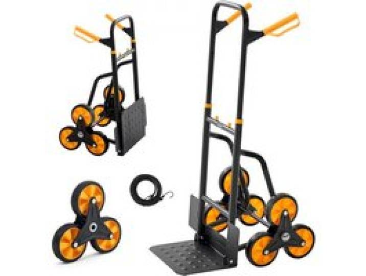 VEVOR Treppensackkarre klappbar, Sackkarre 200 kg Tragkraft, Treppensteiger mit 6 Rädern & 2 Spanngurten, Transportkarre, Treppenkarre, Stapelkarre, ideal für Haushalt, Einkauf & Lager