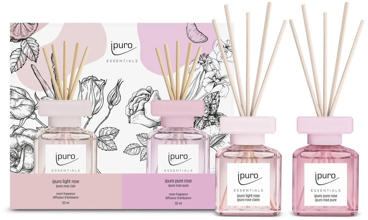 Ipuro Essentials Light & Pure Rose geurkaarsen 2x50ml