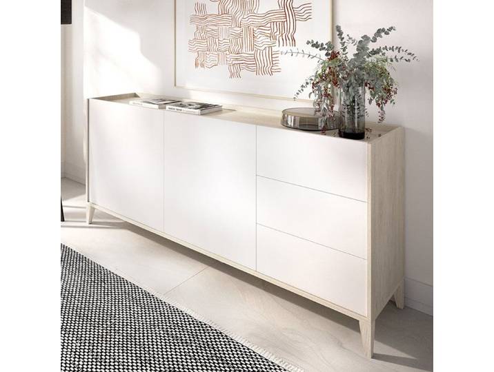 Buffet Cadillac Dmora en bois mélaminé blanc 40x150x78h cm