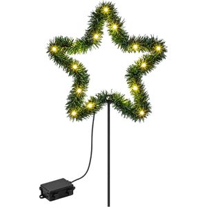 Böttcher-AG Weihnachtsstern 76480 LED-Stern mit Tannengirlande, beleuchtet mit 15 LEDs, Metall / Kunststoff, 36 x 72 cm