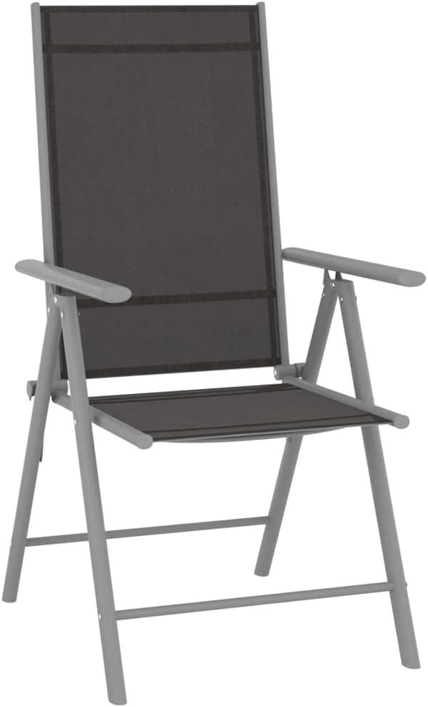 6 klappbare Gartenstühle aus Aluminium mit schwarzer Textilene-Bespannung, 7-fach verstellbarer Rückenlehne und einer Belastbarkeit bis 110 kg für Camping und Strand