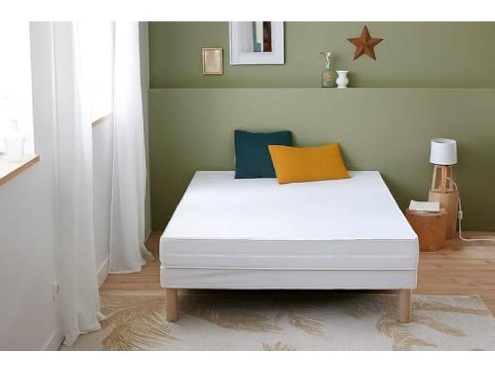Abeil AB100 Matratze, mittlerer Härtegrad, mit abnehmbarem Bezug, weiß, Polyester, weiß, 160 x 200 cm