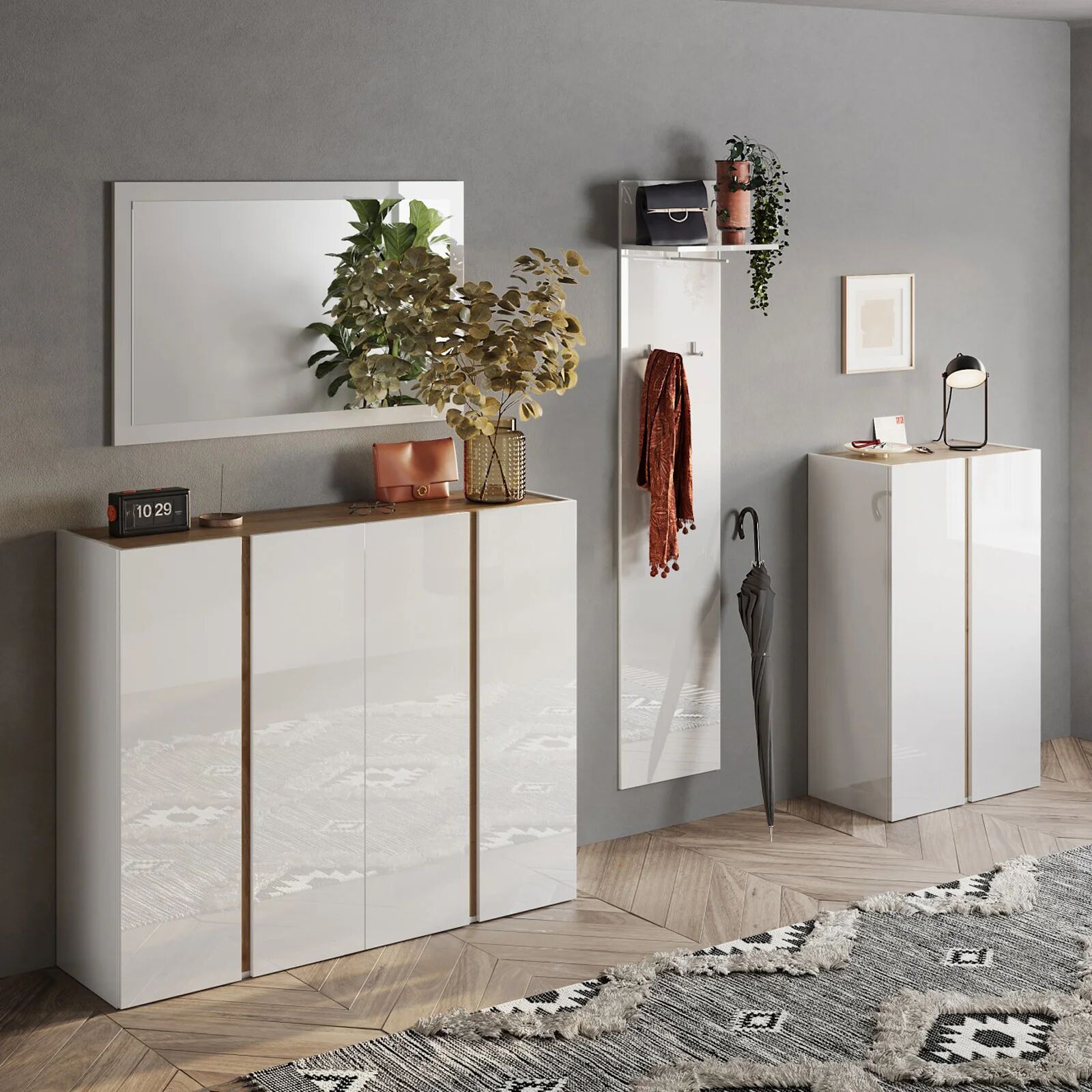 garneroarredamenti Appendiabiti da parete 40x184h cm bianco Sunset-Welky