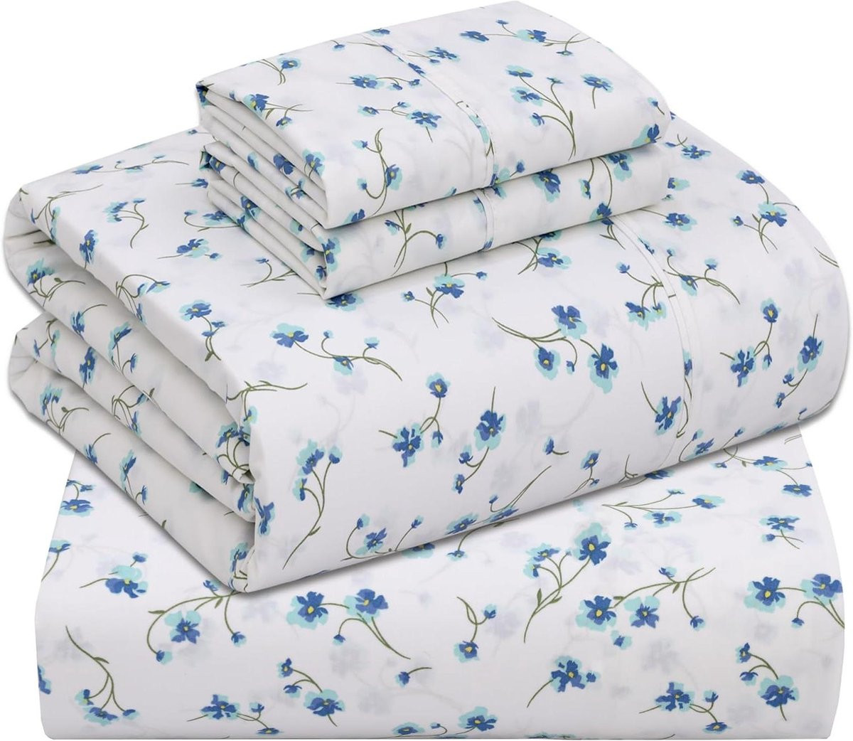 4-delige katoenen percal beddengoed set met bloemenprint