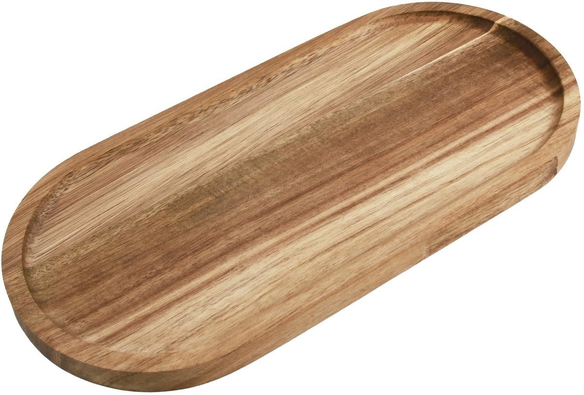Merkloos Dekotablett Akazie - Bruin Houten Dienblad - Ovaal Decoratie Tray