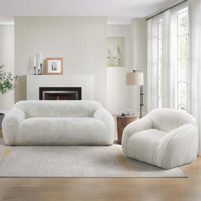 Roundhill Furniture Adell Polar Bear 2-Piece Living Room Set, Sofa and Swivel Chair