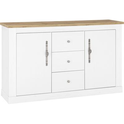 Sideboard OTTO HOME "Westminster, Schrank im Landhausstil, elegante Kommode", weiß (pinie weiß, wotan eiche), B:146cm H:95cm T:45cm, Sideboards, Sideboard