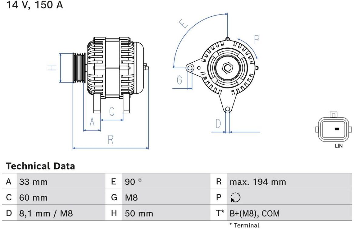 Drehstromgenerator BOSCH 0 986 084 690