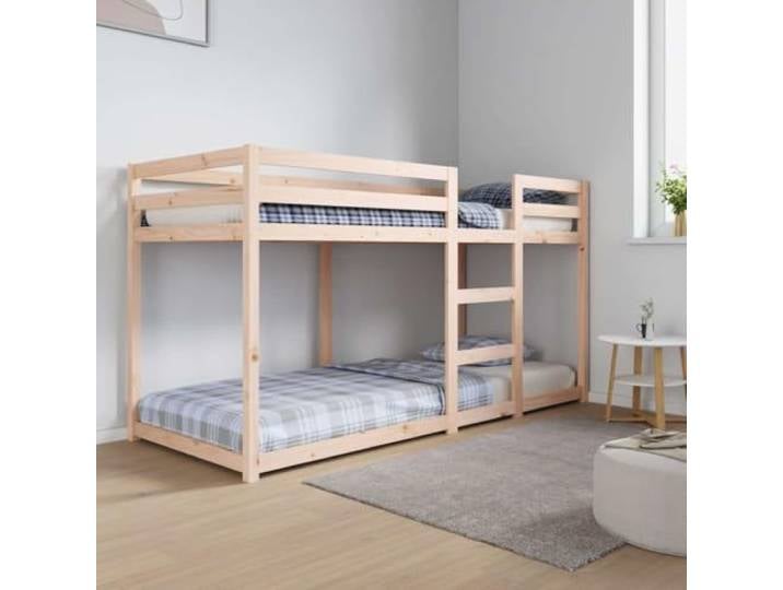 WDGJJFECNMUEHI Massives Kiefernholz Sicherheitsgeländer 80x200 cm Braun Etagenbett 80x200 cm Massivholz Kiefer Hochbett Kinderbett Doppelbett Platzsparend Stabil Sicher
