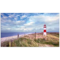 Wallario Herdabdeckplatte 60 x 52 cm (BxH), 2-teilig Leuchtturm am Strand von Sylt