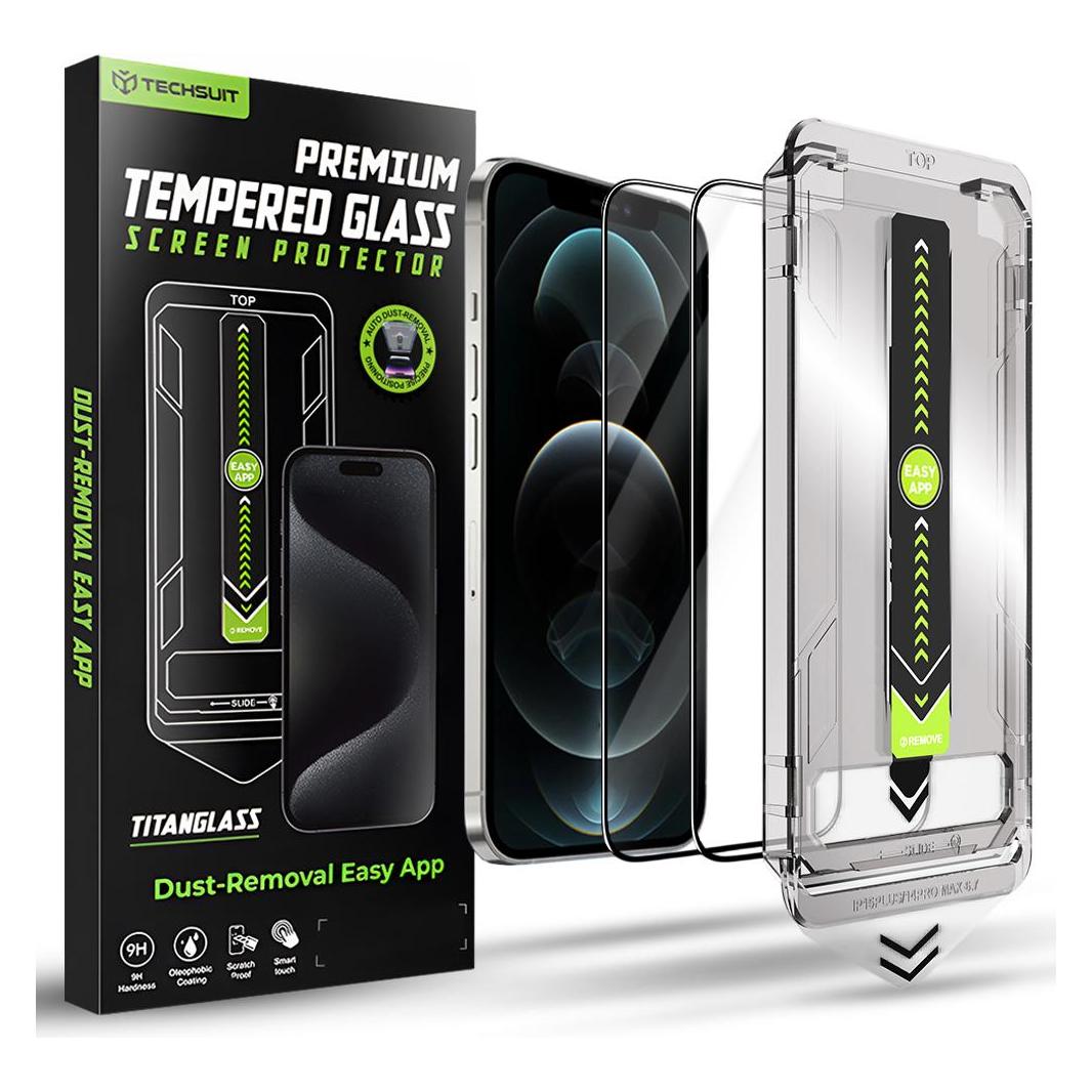 Techsuit - TitanGlass FullCover (2 pack) - iPhone 12 / iPhone 12 Pro - Black (2 Stk., Apple iPhone 12, Apple iPhone 12 Pro) (58823644)