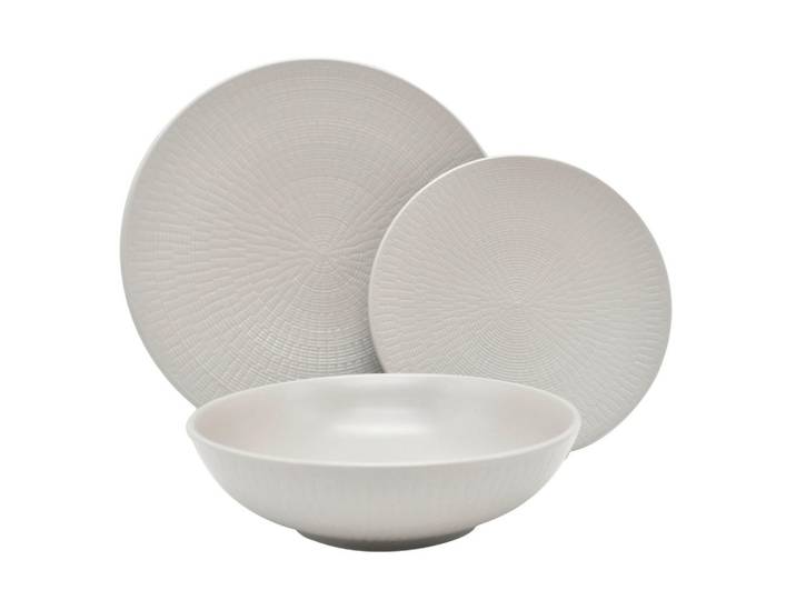 Echtwerk Tafelservice Blanka, Creme, Keramik, 18-teilig, Struktur, lebensmittelecht, stapelbar, Geschirr, Geschirrsets, Tafelservice