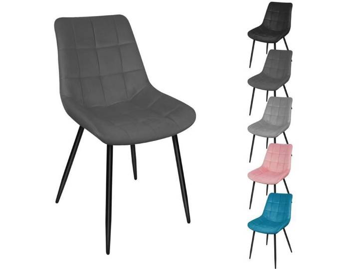 2 X Chaise de Salle à Manger Chaise Design Moderne Assise en Velours Bien Rembourrée Cadre en Métal Gris Foncé