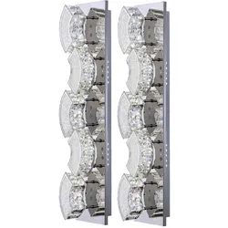 Kristall Wandlampe LED Kristallleuchte Wandlampe Modern Designleuchte, geschwungen aus Chrom, 1x LED 15W 1020Lm neutralweiß, L 59 cm, 2er Set