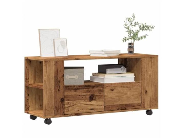 HEFZGDB TV-Schrank mit Rollen Altholz-Optik 102x34,5x43cm Holzwerkstoff Stauraum Lowboard Möbelstück